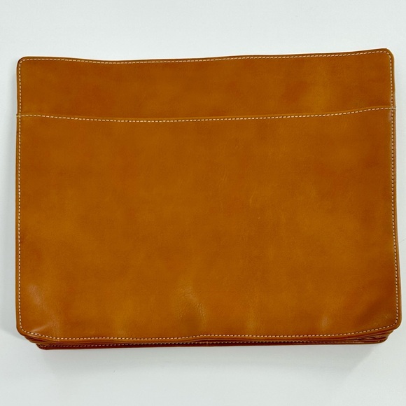 NWOT Barrington Soft Brown Leather Accordion Branded Laptop Sleeve Work Files - Picture 5 of 9